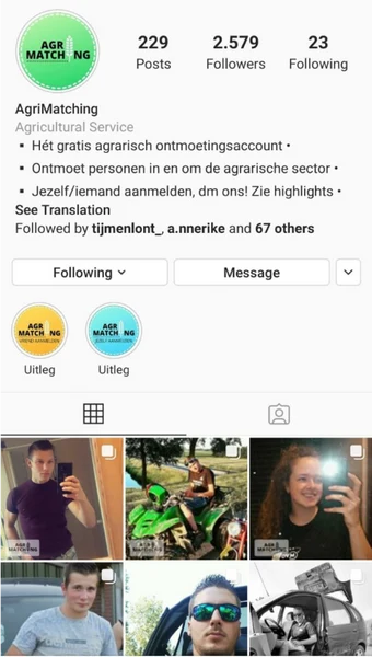 Het begin van AgriMatching op Instagram